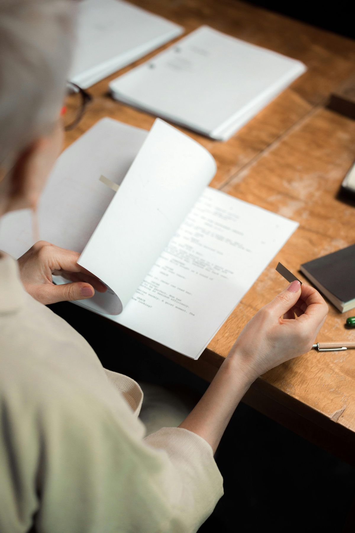Person reviewing paperwork