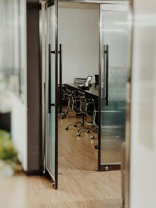 Office hallway in corporate workplace